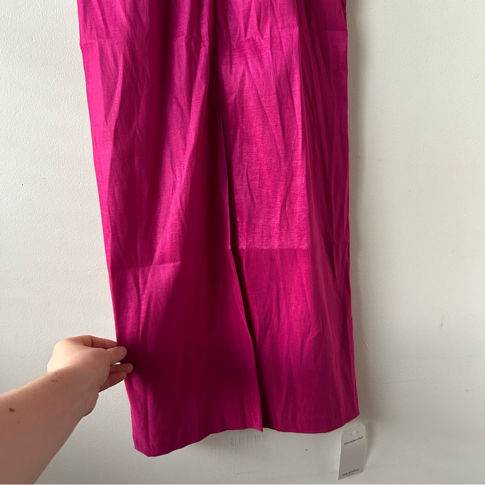 Abercrombie & Fitch Taffeta Off-The-Shoulder Midi Dress Fuchsia Pink XS NWT - Picture 11 of 14